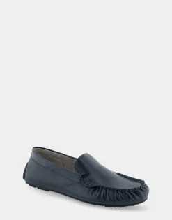 Comfortable Women's Driver in Navy Leather