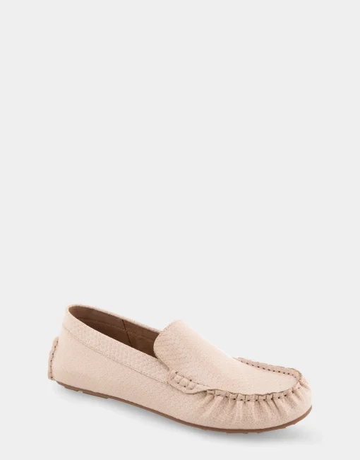 Comfortable Women's Driver in Cipria Snake Faux Leather