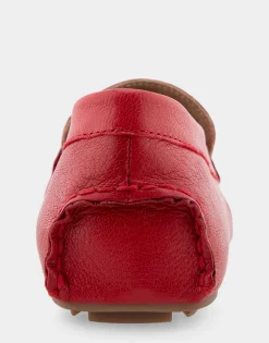 Comfortable Women's Driver in Racing Red Leather