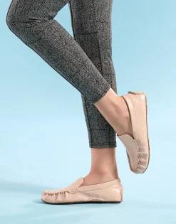 Comfortable Women's Driver in Cipria Snake Faux Leather