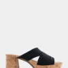 Comfortable Women's Elastic Slide Platform Sandal in Black Elastic Combo Elastic Fabric