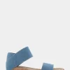 Comfortable Women's Elastic Banded Mini Wedge Sandal in Denim Fabric Denim Fabric