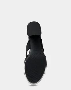 Comfortable Women's Elastic Slide Platform Sandal in Black Elastic Elastic Fabric