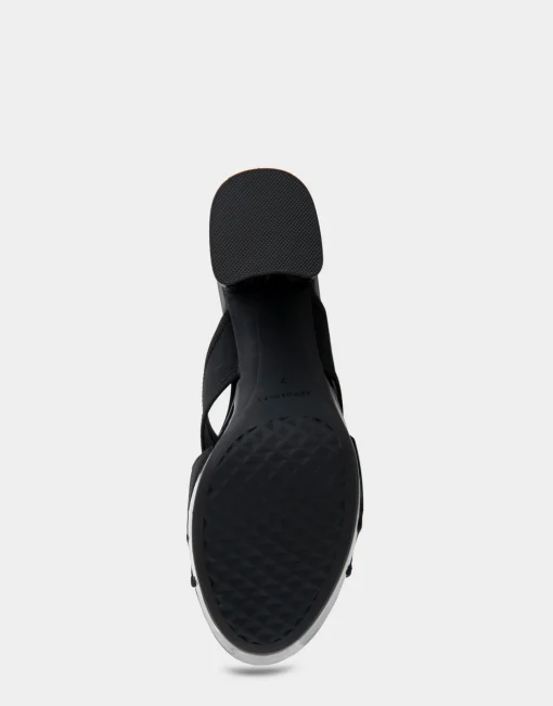 Comfortable Women's Elastic Slide Platform Sandal in Black Elastic Elastic Fabric
