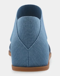 Comfortable Women's Elastic Banded Mini Wedge Sandal in Denim Fabric Denim Fabric