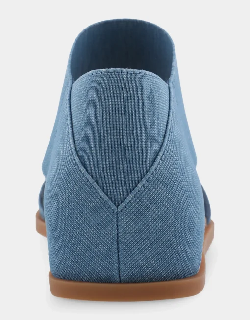 Comfortable Women's Elastic Banded Mini Wedge Sandal in Denim Fabric Denim Fabric