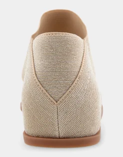 Comfortable Women's Elastic Banded Mini Wedge Sandal in Soft Gold Elastic Fabric