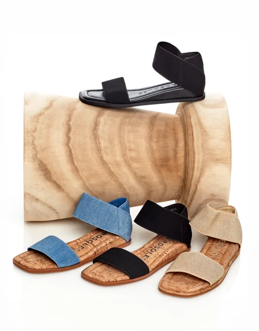 Comfortable Women's Elastic Banded Mini Wedge Sandal in Denim Fabric Denim Fabric