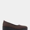 Comfortable Women's Flatform Shoe in Brown Stretch Gabardine Fabric