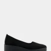 Comfortable Women's Flatform Shoe in Black Stretch Faux Suede