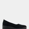 Comfortable Women's Flatform Shoe in Black Stretch Gabardine Fabric