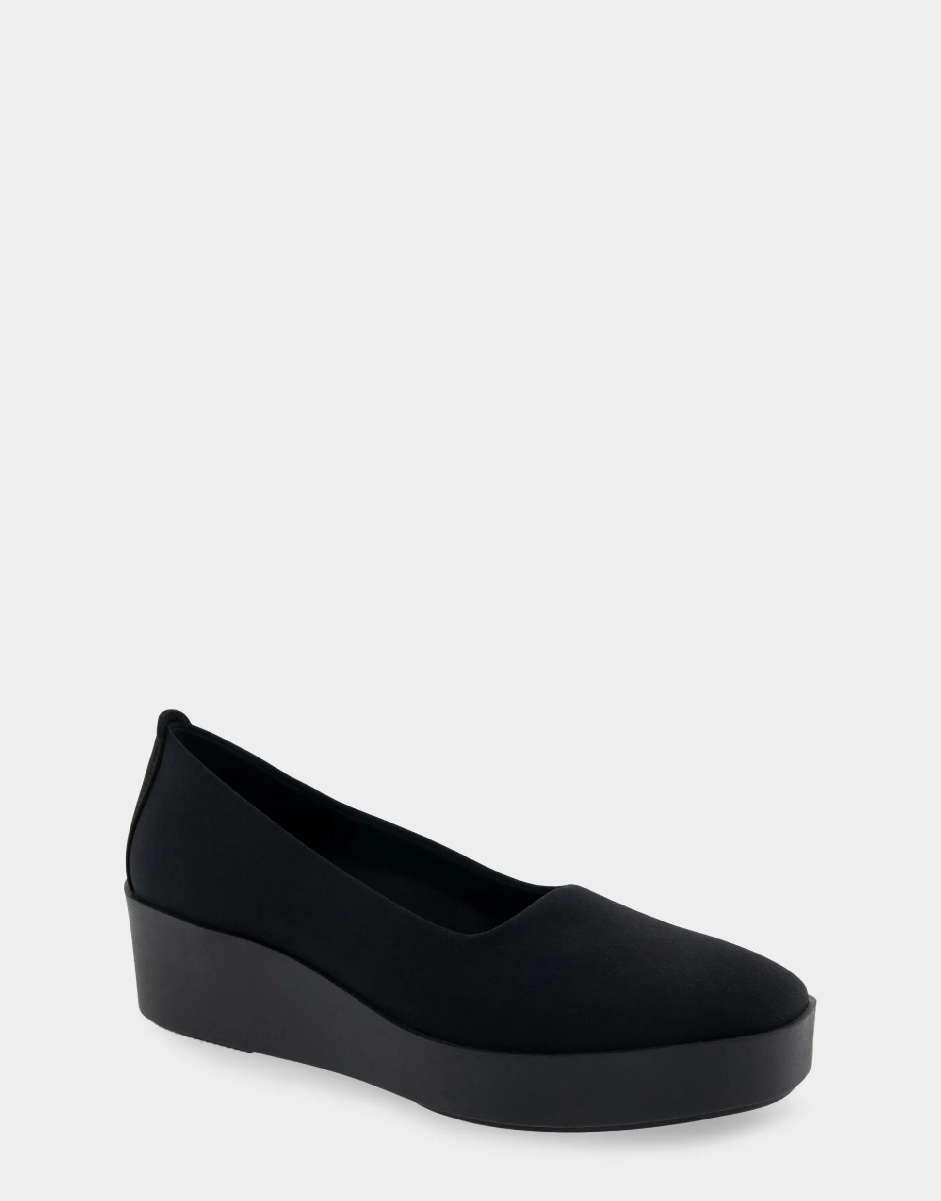 Comfortable Women's Flatform Shoe in Black Stretch Gabardine Fabric