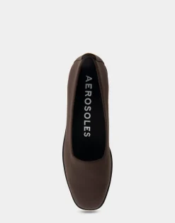 Comfortable Women's Flatform Shoe in Brown Stretch Gabardine Fabric