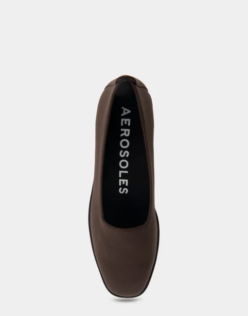 Comfortable Women's Flatform Shoe in Brown Stretch Gabardine Fabric