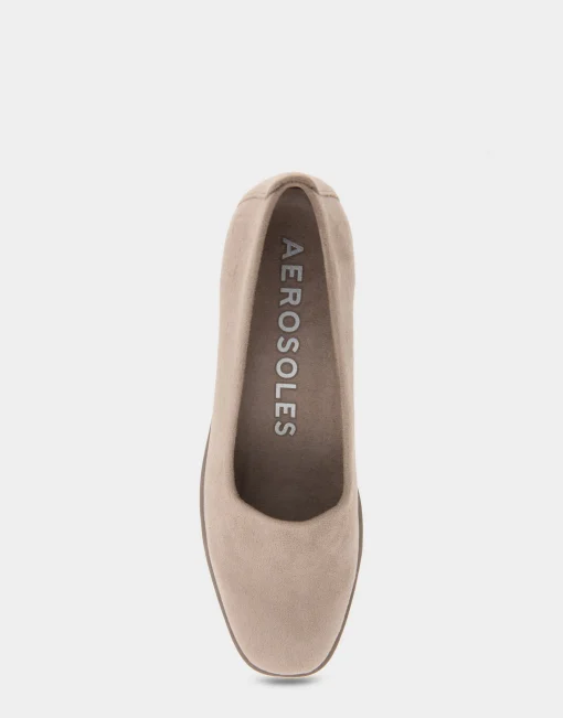 Comfortable Women's Flatform Shoe in Beige Stretch Faux Suede