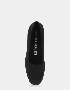 Comfortable Women's Flatform Shoe in Black Stretch Gabardine Fabric