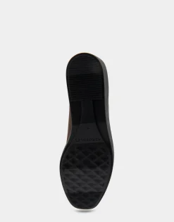Comfortable Women's Flatform Shoe in Brown Stretch Gabardine Fabric