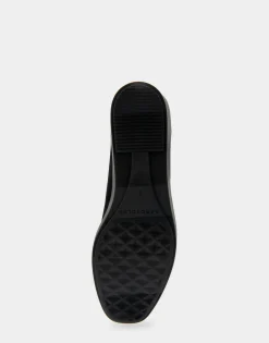 Comfortable Women's Flatform Shoe in Black Stretch Faux Suede