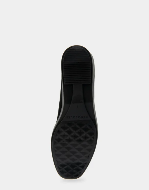 Comfortable Women's Flatform Shoe in Black Stretch Faux Suede