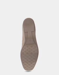 Comfortable Women's Flatform Shoe in Beige Stretch Faux Suede