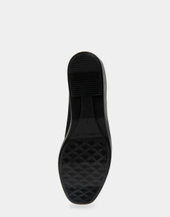 Comfortable Women's Flatform Shoe in Black Stretch Gabardine Fabric