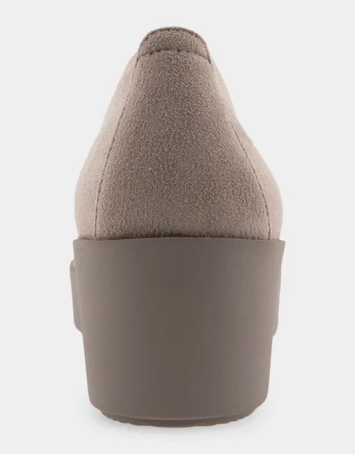 Comfortable Women's Flatform Shoe in Beige Stretch Faux Suede