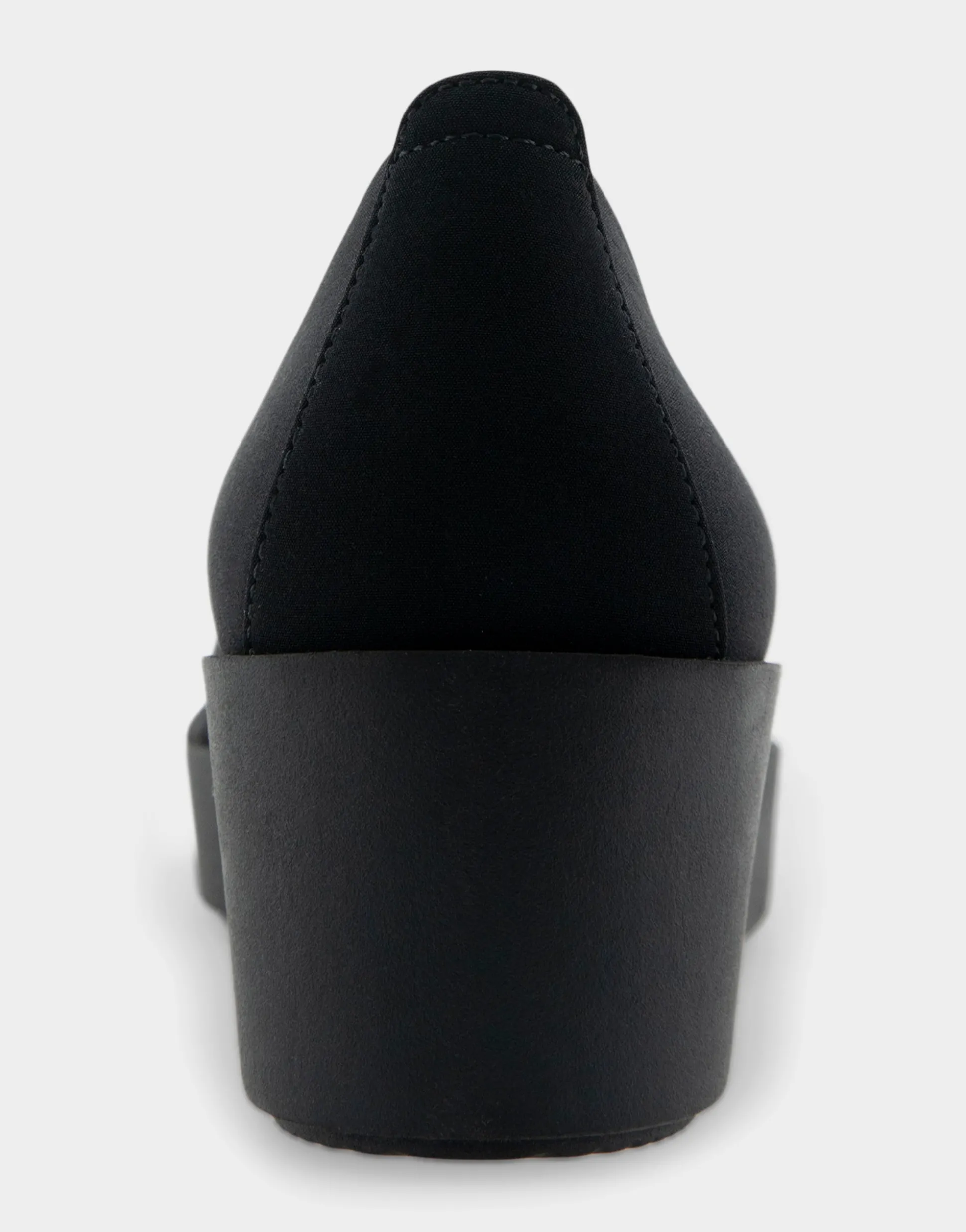 Comfortable Women's Flatform Shoe in Black Stretch Gabardine Fabric