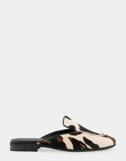 Comfortable Women's Flexible Tailored Loafer Mule in Cow Print Haircalf Haircalf