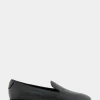Comfortable Women's Flexible Tailored Clean Loafer in Black Leather