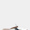 Comfortable Women's Flexible Tailored Loafer Mule in Silver Mirror Metallic Faux Leather Faux Leather
