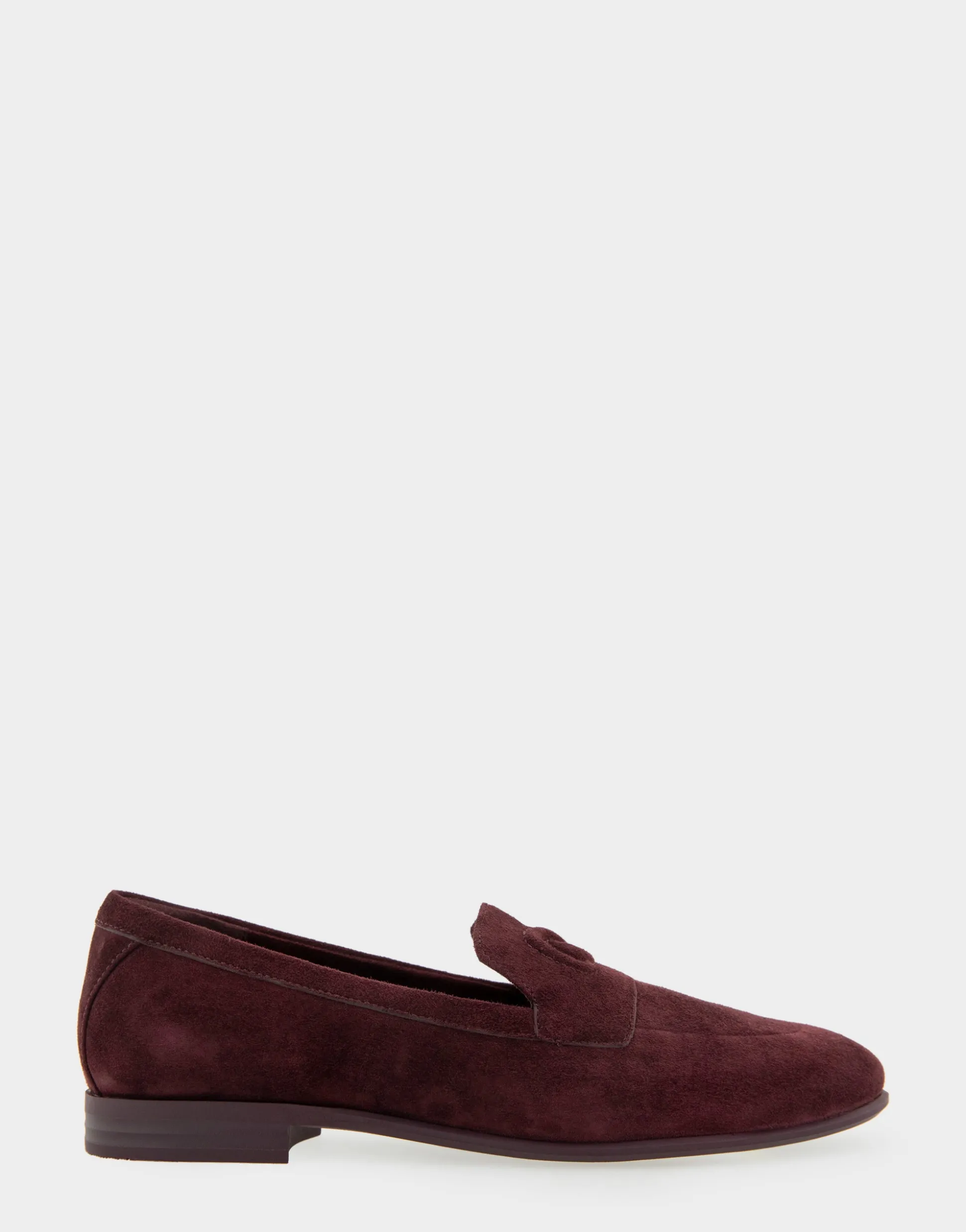 Comfortable Women's Flexible Tailored Debosssed Logo Loafer in Deep Aubergine Suede Suede