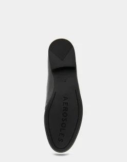 Comfortable Women's Flexible Tailored Menswear Inspired Slip-on Oxford in Black Burnished Leather Leather