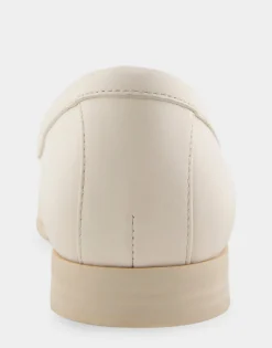 Comfortable Women's Flexible Tailored Debosssed Logo Loafer in Eggnog Leather Leather