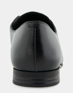 Comfortable Women's Flexible Tailored Menswear Inspired Slip-on Oxford in Black Burnished Leather Leather