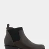 Comfortable Women's Gored Ankle Bootie With Pull Tab in Java Grainy Faux Leather Faux Leather