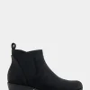 Comfortable Women's Gored Ankle Bootie With Pull Tab in Black Grainy Faux Leather Faux Leather