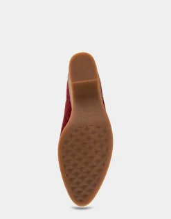 Comfortable Women's Gored Sculpted Wedge Crepe Heel Bootie in Burgundy Suede Suede