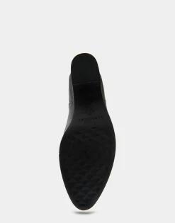 Comfortable Women's Gored Sculpted Wedge Crepe Heel Bootie in Black Leather Leather