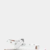 Comfortable Women's Grommeted Asymmetrical Toe Ring Sandal in White Faux Leather