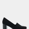 Comfortable Women's Heeled Pump in Black Stretch Fabric