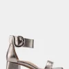 Comfortable Women's Heeled Sandal in Silver Genuine Leather