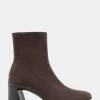 Comfortable Women's Heeled Ankle Boot in Java Stretch Faux Suede