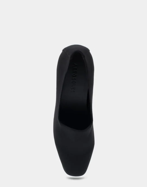 Comfortable Women's Heeled Pump in Black Stretch Fabric