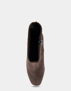 Comfortable Women's Heeled Ankle Boot in Java Stretch Faux Suede