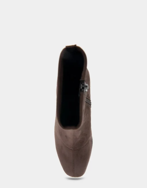 Comfortable Women's Heeled Ankle Boot in Java Stretch Faux Suede