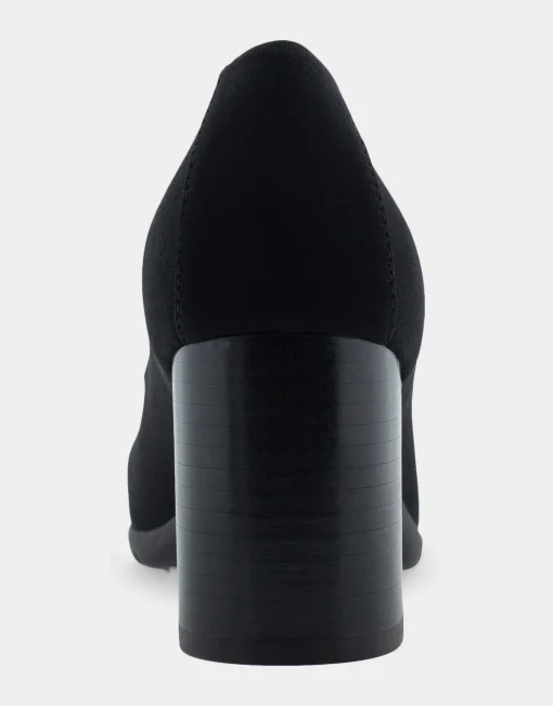 Comfortable Women's Heeled Pump in Black Stretch Fabric