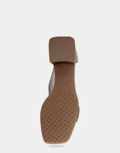 Comfortable Women's Heeled Sandal in Silver Genuine Leather