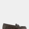 Comfortable Women's Horsebit Driver Moc in Chocolate Croco Faux Leather Croco Faux Leather