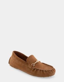 Comfortable Women's Horsebit Driver Moc in Tobacco Suede Suede