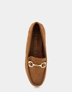 Comfortable Women's Horsebit Driver Moc in Tobacco Faux Suede Faux Suede